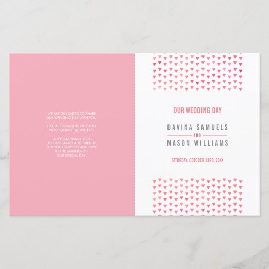 PROGRAMME DE CÉRÉMONIE mariage boho motif corail r (Devant)