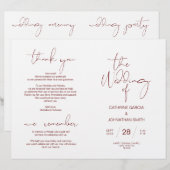 Programme de cérémonie mariage, Bourgogne minimali (Devant / Derrière)