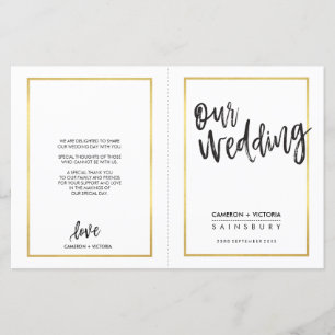 PROGRAMME DE CÉRÉMONIE mariage brossé type or cadr