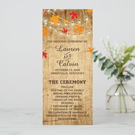 Programme de cérémonie mariage campagnard pour Mar (Debout devant)