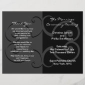 Programme de cérémonie mariage Courbe papillon noi (Devant)