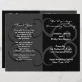 Programme de cérémonie mariage Courbe papillon noi (Devant / Derrière)