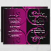 Programme de cérémonie mariage Courbe papillon ros (Devant / Derrière)