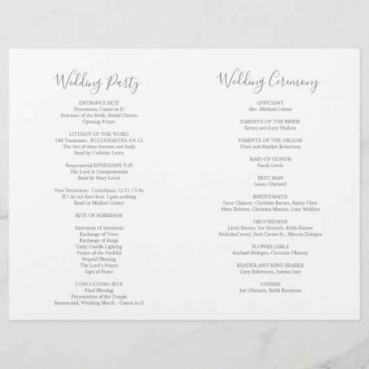 Programme de cérémonie mariage Crème Aquarelle Flo (Dos)