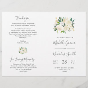 Programme de cérémonie mariage Crème Aquarelle Flo