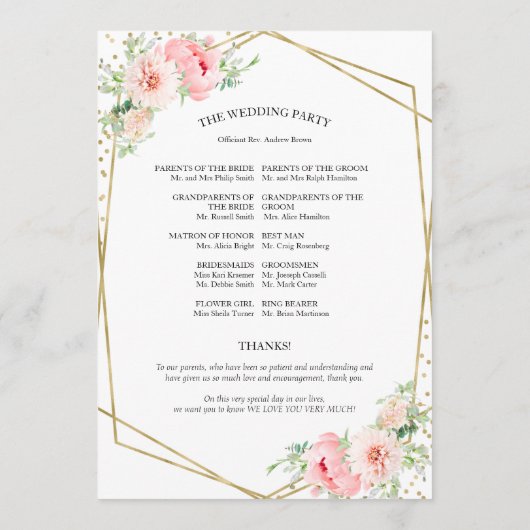 Programme de cérémonie Mariage de bienvenue Élégan (Dos)