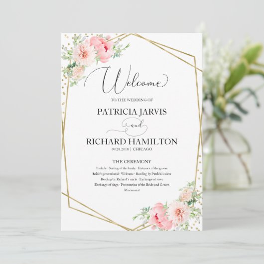 Programme de cérémonie Mariage de bienvenue Élégan (Debout devant)