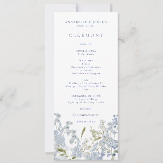 Programme de Cérémonie Mariage de Florals Bleus Fr (Devant)