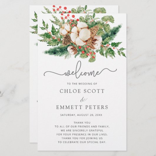 Programme de cérémonie Mariage de la verdure botan (Devant / Derrière)