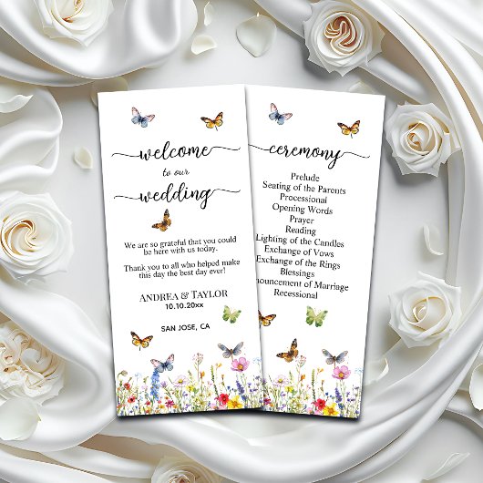 Programme de Cérémonie Mariage de papillons fleur
