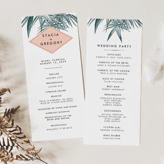 Programme de cérémonie Mariage de Sanibel