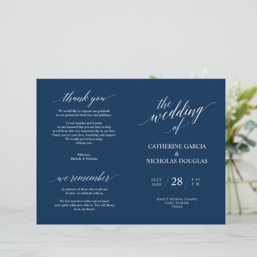 Programme de cérémonie mariage Élégance moderne Ma (Debout devant)