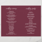 Programme de cérémonie mariage Élégance Script Bou (Dos)