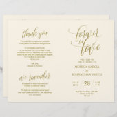 Programme de cérémonie mariage Élégance Script Gol (Devant / Derrière)