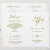 Programme de cérémonie mariage Élégance Script OR (Devant / Derrière)