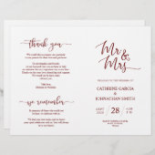 Programme de cérémonie mariage, Élégant Script Bou (Devant / Derrière)