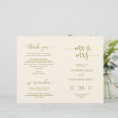 Programme de cérémonie mariage, Élégant Script Gol (Debout devant)