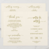 Programme de cérémonie mariage, Élégant Script Gol (Devant / Derrière)