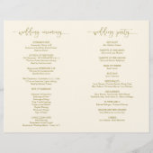 Programme de cérémonie mariage, Élégant Script Gol (Dos)