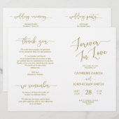 Programme de cérémonie mariage, Élégant Script Gol (Devant / Derrière)