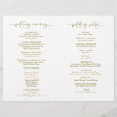 Programme de cérémonie mariage, Élégant Script Gol (Dos)