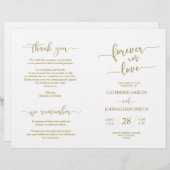 Programme de cérémonie mariage, Élégant Script Gol (Devant / Derrière)