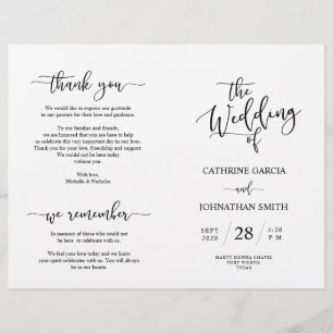 Programme de cérémonie mariage, Élégant script noi