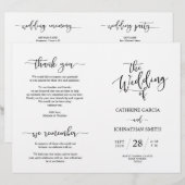 Programme de cérémonie mariage, Élégant script noi (Devant / Derrière)