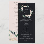 PROGRAMME DE CÉRÉMONIE MARIAGE FLORALE BLACK BLUSH (Devant / Derrière)