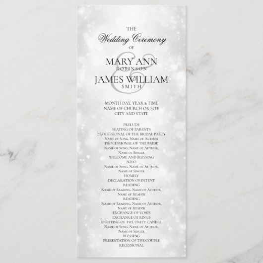Programme de cérémonie mariage Lumières Shimmer Si (Devant)