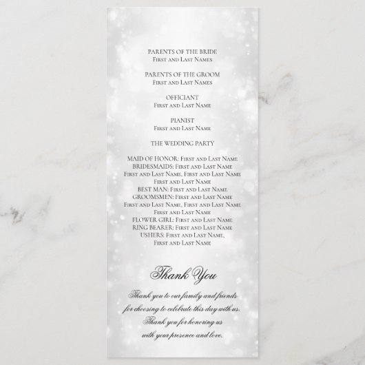 Programme de cérémonie mariage Lumières Shimmer Si (Dos)