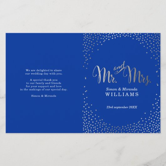 PROGRAMME DE CÉRÉMONIE mariage mini confetti argen (Devant)