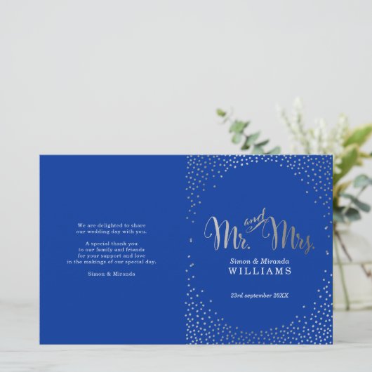 PROGRAMME DE CÉRÉMONIE mariage mini confetti argen (Debout devant)