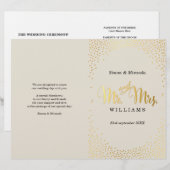 PROGRAMME DE CÉRÉMONIE mariage mini-confetti d'or (Devant / Derrière)