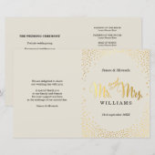 PROGRAMME DE CÉRÉMONIE mariage mini-confetti d'or (Devant / Derrière)