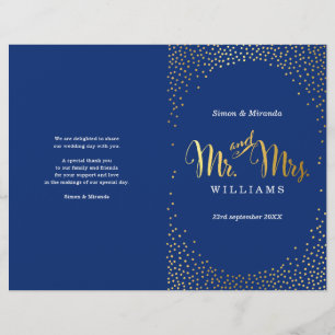 PROGRAMME DE CÉRÉMONIE mariage mini confetti d'or