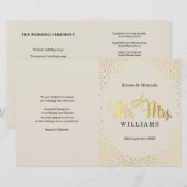 PROGRAMME DE CÉRÉMONIE mariage mini confetti d'or (Devant / Derrière)