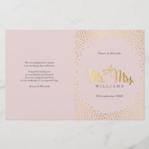 PROGRAMME DE CÉRÉMONIE mariage mini confetti d'or