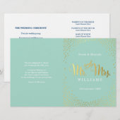 PROGRAMME DE CÉRÉMONIE mariage mini confetti mint (Devant / Derrière)