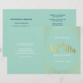 PROGRAMME DE CÉRÉMONIE mariage mini confetti mint (Devant / Derrière)
