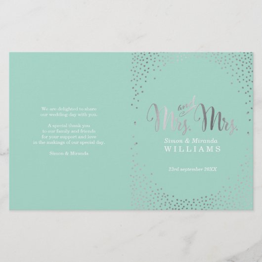 PROGRAMME DE CÉRÉMONIE mariage mini confetti mint  (Devant)