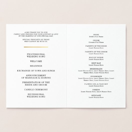 PROGRAMME DE CÉRÉMONIE mariage mini confetti point (Intérieur)