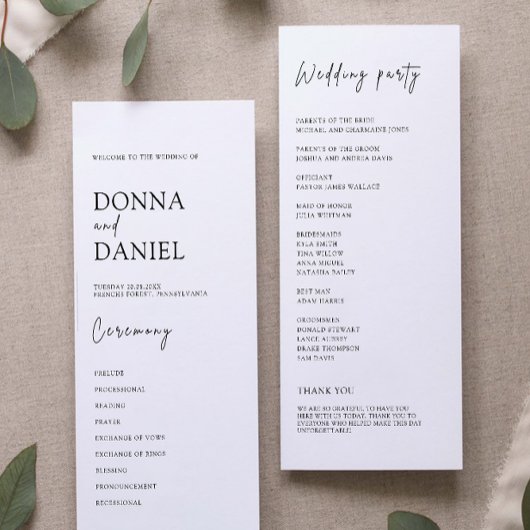 Programme de cérémonie Mariage moderne Modèle