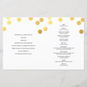 PROGRAMME DE CÉRÉMONIE mariage taches d'or lettres (Dos)