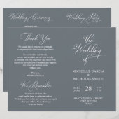 Programme de cérémonie mariage, thème gris foncé c (Devant / Derrière)