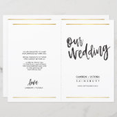 PROGRAMME DE CÉRÉMONIE mariage type simple à main (Devant / Derrière)