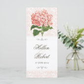 Programme de cérémonie Mariage vintage Pink Hydran (Debout devant)