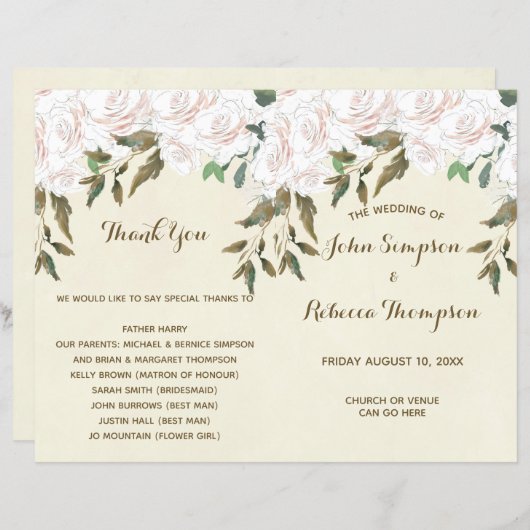 programme de cérémonie moderne de floraison d'ivoi (Devant / Derrière)