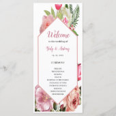 Programme de cérémonie moderne en fleurs roses hex (Devant)