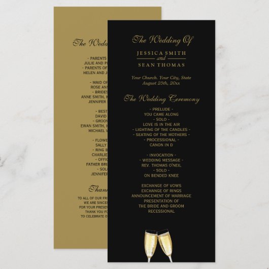 Programme de Champagne de Mariage Élégant (Devant / Derrière)